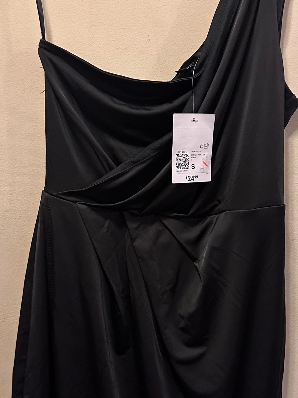 Forever 21 Black One-Shoulder Draped Slip Blouse